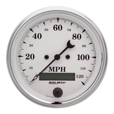 Auto Meter - Auto Meter Gauge; Speedo.; 3 3/8in.; 120mph; Elec. Prog. w/LCD Odo; Old Tyme White 1680