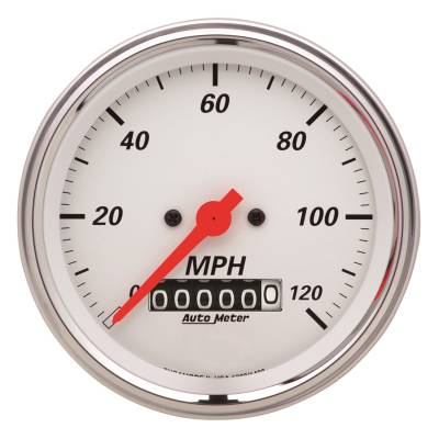 Auto Meter - Auto Meter Gauge; Speedometer; 3 3/8in.; 120mph; Elec. Prog. w/Wheel Odo; Arctic White 1379