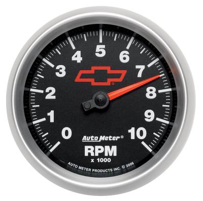 Auto Meter - Auto Meter Gauge; Tachometer; 3 3/8in.; 10k RPM; In-Dash; GM Bowtie Black 3697-00406