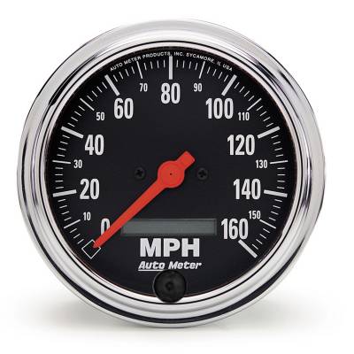 Auto Meter - Auto Meter Gauge; Speedo; 3 3/8in.; 160mph; Elec. Program w/LCD odo; Traditional Chrome 2489