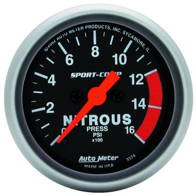 Auto Meter - Auto Meter Gauge; Nitrous Pressure; 2 1/16in.; 1600psi; Digital Stepper Motor; Sport-Comp 3374