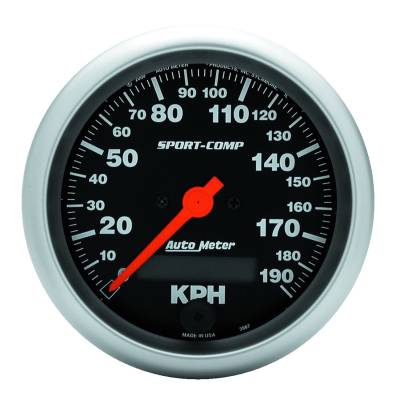 Auto Meter - Auto Meter Gauge; Speedometer; 3 3/8in.; 190km/h; Elec. Prog. w/LCD Odo; Sport-Comp 3987-M