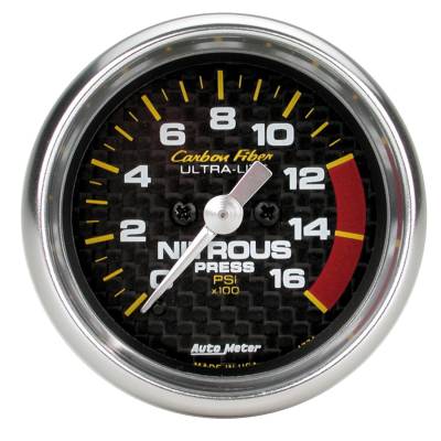 Auto Meter - Auto Meter Gauge; Nitrous Pressure; 2 1/16in.; 1600psi; Digital Stepper Motor; Carbon Fiber 4774