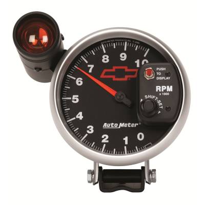 Auto Meter - Auto Meter Gauge; Tachometer; 5in.; 10k RPM; Pedestal w/ext. Shift-Lite; GM Bowtie Black 3699-00406