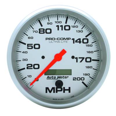 Auto Meter - Auto Meter Gauge; Speedo; 5in.; 200mph; Elec. Program w/LCD odo; Ultra-Lite 4490