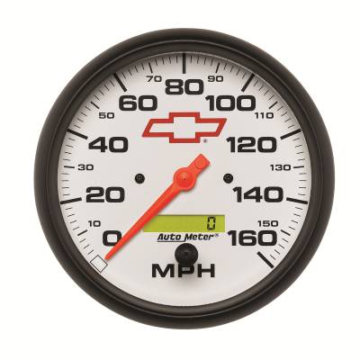 Auto Meter - Auto Meter Gauge; Speedometer; 5in.; 160mph; Elec. Programmable; GM Bowtie White 5889-00406