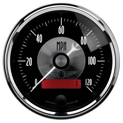 Auto Meter - Auto Meter Gauge; Speedo; 3 3/8in.; 120mph; Elec. Program w/LCD odo; Prestige Blk. Diamond 2086