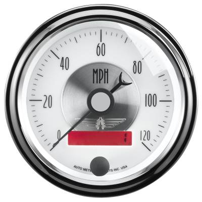 Auto Meter - Auto Meter Gauge; Speedo; 3 3/8in.; 120mph; Elec. Program w/LCD odo; Prestige Pearl 2084