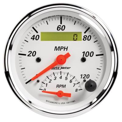 Auto Meter - Auto Meter Gauge; Tach/Speedo; 3 3/8in.; 120mph/8k RPM; Elec. Program.; Arctic White 1381