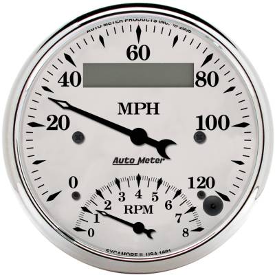 Auto Meter - Auto Meter Gauge; Tach/Speedo; 3 3/8in.; 120mph/8k RPM; Elec. Program.; Old Tyme Wht 1681