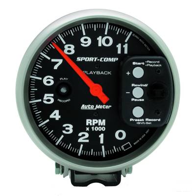 Auto Meter - Auto Meter Gauge; Tachometer; 5in.; 11k RPM; Pedestal w/RPM Playback; Sport-Comp 3967