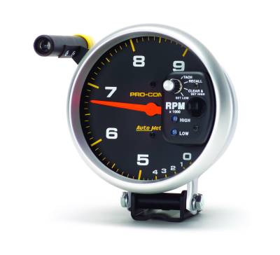 Auto Meter - Auto Meter Gauge; Tach; 5in.; 9k RPM; Pedestal Dual Range w/Quick Lite/Peak Memory; Pro-Com 6852