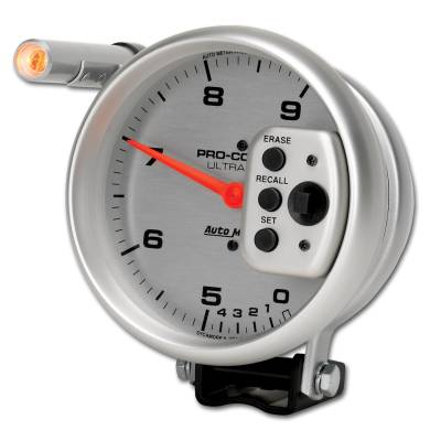 Auto Meter - Auto Meter Gauge; Tach; 5in.; 9k RPM; Pedestal w/Quick Lite; Dual Range w/Peak Memory; Ultr 6854