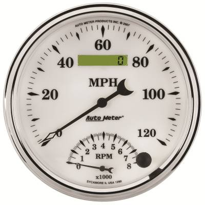 Auto Meter - Auto Meter Gauge; Tach/Speedo; 5in.; 120mph/8k RPM; Elec. Program; Old Tyme White II 1290