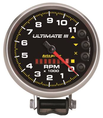 Auto Meter - Auto Meter Gauge; Tach; 5in.; 11k RPM; Pedestal; Datalogging; Ultimate III Playback; Black 6888