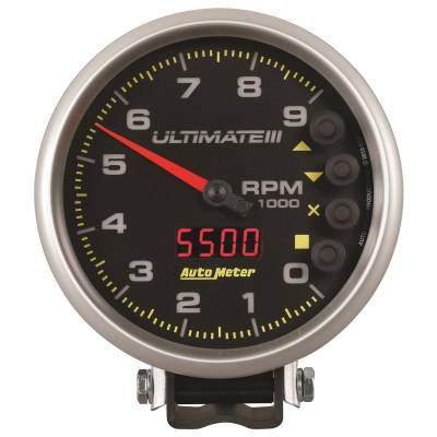 Auto Meter - Auto Meter Gauge; Tach; 5in.; 9k RPM; Pedestal; Datalogging; Ultimate III Playback; Black 6887