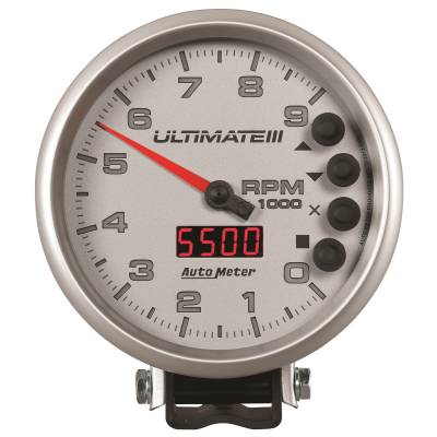 Auto Meter - Auto Meter Gauge; Tach; 5in.; 9k RPM; Pedestal; Datalogging; Ultimate III Playback; Silver 6882