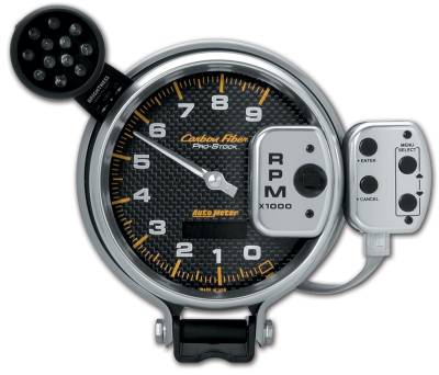 Auto Meter - Auto Meter Gauge; Tach; 5in.; 9k RPM; Pro-Stock Pedestal w/Super Lite/Peak Mem; Carbon Fibe 6835