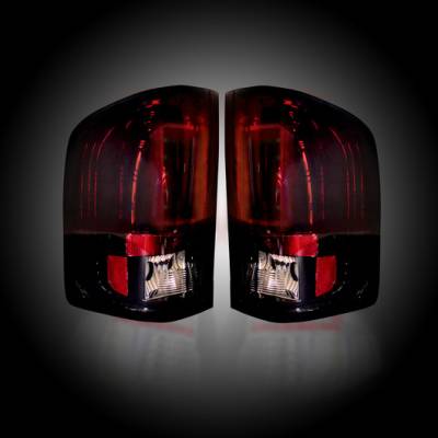 Recon Lighting - Chevy Silverado 07-13 1500 (2nd GEN Single-Wheel & 07-14 Dually) & GMC Sierra 07-14 (Dually Only) 2nd GEN Body Style OLED TAIL LIGHTS - Dark Red Smoked Lens