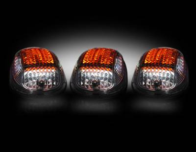 Recon Lighting - Dodge 03-15 Heavy-Duty 2500 & 3500 (5-Piece Set) Clear Cab Roof Light Kit with Strobe LED's & Amber Running Light LED's - Complete Kit With Wiring & Hardware