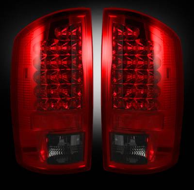 Recon Lighting - Dodge 07-08 RAM 1500 & 07-09 RAM 2500/3500 LED TAIL LIGHTS - Dark Red Smoked Lens