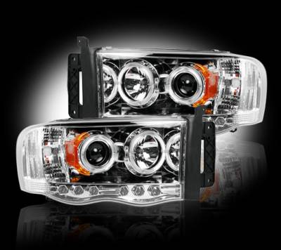 Recon Lighting - Dodge RAM 02-05 1500/2500/3500 PROJECTOR HEADLIGHTS - Clear / Chrome