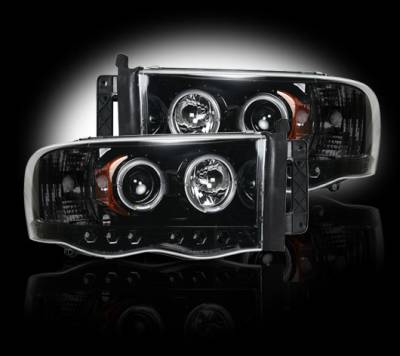 Recon Lighting - Dodge RAM 02-05 1500/2500/3500 PROJECTOR HEADLIGHTS - Smoked / Black