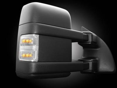 Recon Lighting - Ford 08-16 F250/F350 Superduty Side Mirror Lenses (2-Piece Set) w/ AMBER LED Running Lights & Turn Signals - Clear Lens