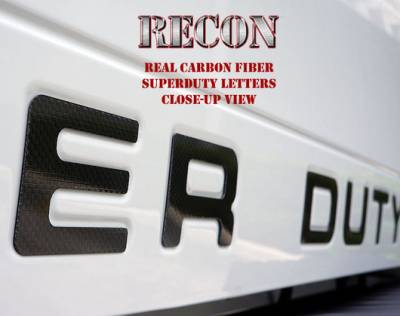 Recon Lighting - Ford 08-16 SUPERDUTY Raised Logo Carbon Fiber Emblem Insert 3-Piece Kit for Hood, Tailgate, & Interior - CARBON FIBER