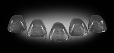 Recon Lighting - Ford 99-16 Superduty (5-Piece Set) Smoked Cab Roof Light Lenses Only & Amber Xenon Bulbs