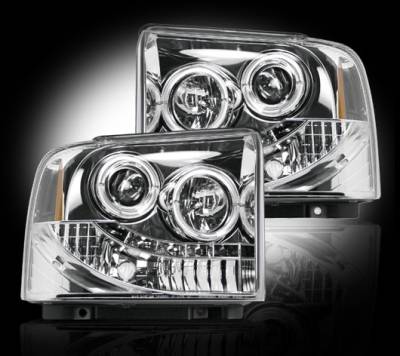 Recon Lighting - Ford Superduty 05-07 F250/F350/F450/F550 PROJECTOR HEADLIGHTS - Clear / Chrome