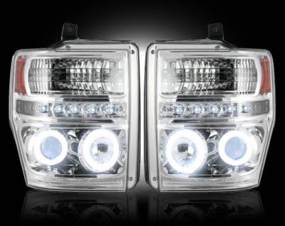 Recon Lighting - Ford Superduty 08-10 F250/F350/F450/F550 PROJECTOR HEADLIGHTS - Clear / Chrome