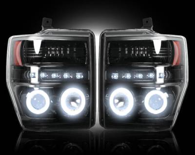 Recon Lighting - Ford Superduty 08-10 F250/F350/F450/F550 PROJECTOR HEADLIGHTS - Smoked / Black