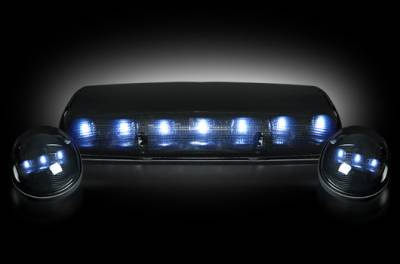 Recon Lighting - GMC & Chevy 02-07 (1st GEN Classic Body Style) Heavy-Duty (3-Piece Set) Smoked Cab Roof Light Lens with White LED's - (Complete Wiring Kit Sold Separately)