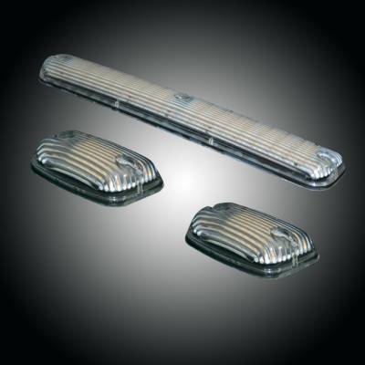 Recon Lighting - GMC & Chevy 07-14 (2nd GEN Body Style) Heavy-Duty (3-Piece Set) Clear Cab Roof Light Kit with Strobe LED's & Amber Running Light LED's - (Complete Wiring Kit Sold Separately)