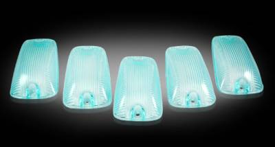 Recon Lighting - GMC & Chevy 88-02 CK Heavy-Duty (5-Piece Set) Super White Cab Roof Light Lenses Only & Amber 194 LED Bulbs
