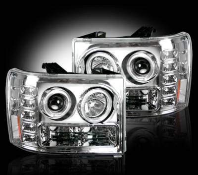 Recon Lighting - GMC Sierra 07-13 (2nd GEN) PROJECTOR HEADLIGHTS - Clear / Chrome