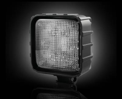 Recon Lighting - 3500 Lumen LED Driving / Utility Light w/ Impact Resistant Square Shaped Housing & Six 6000K White LEDs - Sold Individually - Chrome Internal Housing with Clear Lens w/ Black Reinforced Housing - Dimensions are (LxWxH) 4.25" x 2.50" x 4.25"