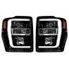 Recon Lighting - Ford Superduty 08-10 F250/F350/F450/F550 PROJECTOR HEADLIGHTS w/ Ultra High Power Smooth OLED HALOS & DRL – Smoked / Black