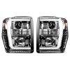 Recon Lighting - Ford Superduty 08-10 F250/F350/F450/F550 PROJECTOR HEADLIGHTS w/ Ultra High Power Smooth OLED HALOS & DRL – Clear / Chrome