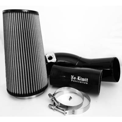 No Limit Fabrication  - 6.0 Cold Air Intake 03-07 Ford Super Duty Power Stroke Black Dry Filter No Limit Fabrication