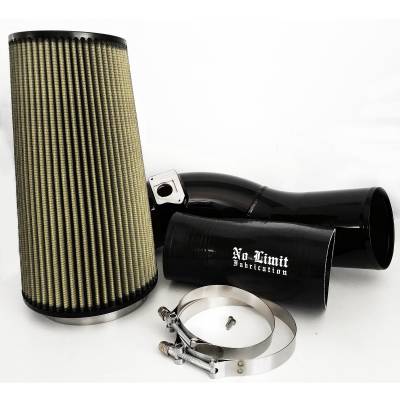 No Limit Fabrication  - 6.0 Cold Air Intake 03-07 Ford Super Duty Power Stroke Black PG7 Filter No Limit Fabrication