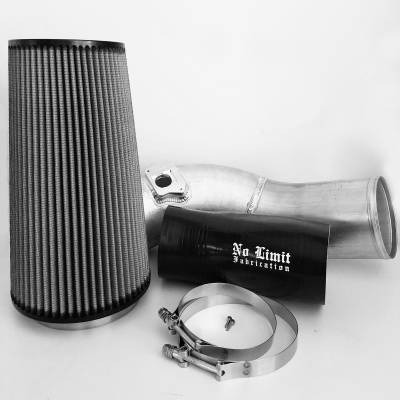 No Limit Fabrication  - 6.0 Cold Air Intake 03-07 Ford Super Duty Power Stroke Raw Dry Filter No Limit Fabrication