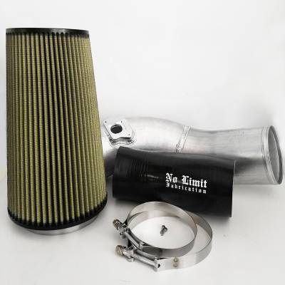 No Limit Fabrication  - 6.0 Cold Air Intake 03-07 Ford Super Duty Power Stroke Raw PG7 Filter No Limit Fabrication