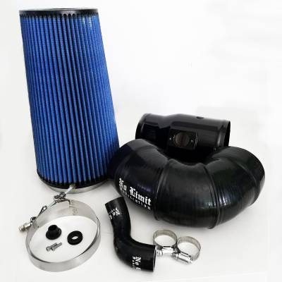 No Limit Fabrication  - 6.4 Cold Air Intake 08-10 Ford Super Duty Power Stroke Black Oiled Filter for Mod Turbo 5 Inch Inlet No Limit Fabrication