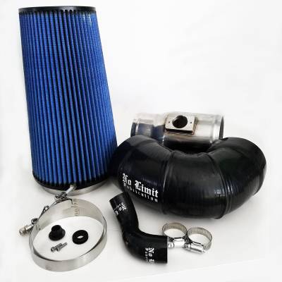 No Limit Fabrication  - 6.4 Cold Air Intake 08-10 Ford Super Duty Power Stroke Polished Oiled Filter No Limit Fabrication