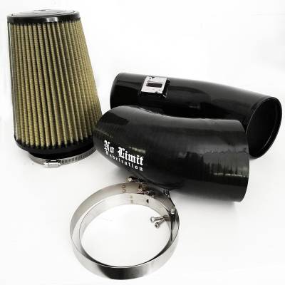 No Limit Fabrication  - 6.7 Cold Air Intake 11-16 Ford Super Duty Power Stroke Black PG7 Filter Stage 1 No Limit Fabrication