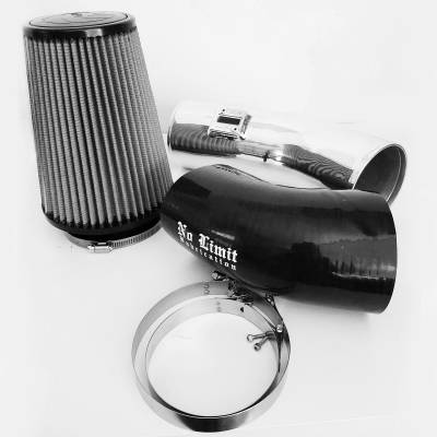 No Limit Fabrication  - 6.7 Cold Air Intake 11-16 Ford Super Duty Power Stroke Polished Dry Filter Stage 1 No Limit Fabrication