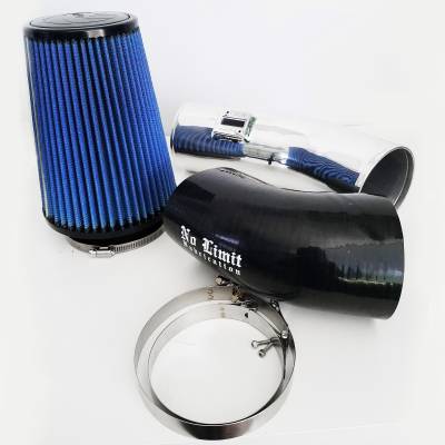 No Limit Fabrication  - 6.7 Cold Air Intake 11-16 Ford Super Duty Power Stroke Polished Oiled Filter Stage 1 No Limit Fabrication