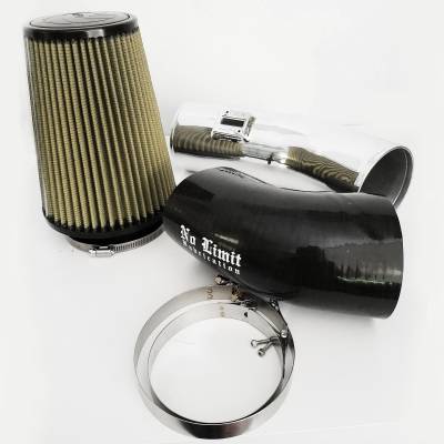 No Limit Fabrication  - 6.7 Cold Air Intake 11-16 Ford Super Duty Power Stroke Polished PG7 Filter Stage 1 No Limit Fabrication